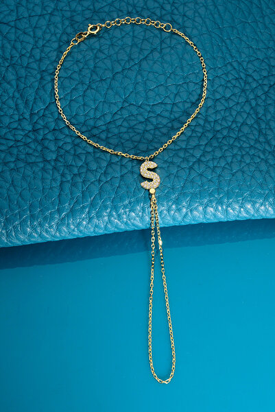 Innuendo Jewelry 925 AYAR GÜMÜŞ ÜZERİ ALTIN KAPLAMA Ş HARFLİ ŞAHMERAN