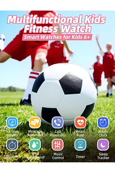 ZONEY ساعة ذكية للأطفال، جهاز تتبع النشاط المقاوم للماء IP68 (وردي)