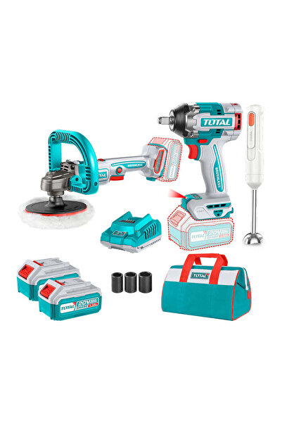 TOTAL Kit combo 20V MASINA DE INSURUBAT ,MASINA DE POLISAT, BLENDER