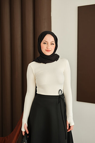 LOCCO Women's Finger-Through Bodysuit White