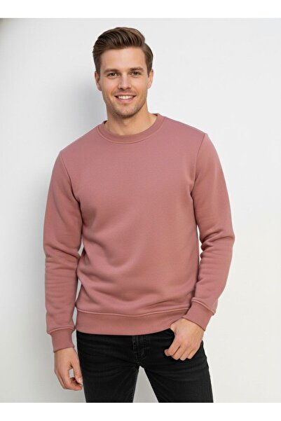 assef Unisex Relax Fit Comfortable Cut Cotton Soft Textured Fleece Inside Crew Neck Sweatshirt