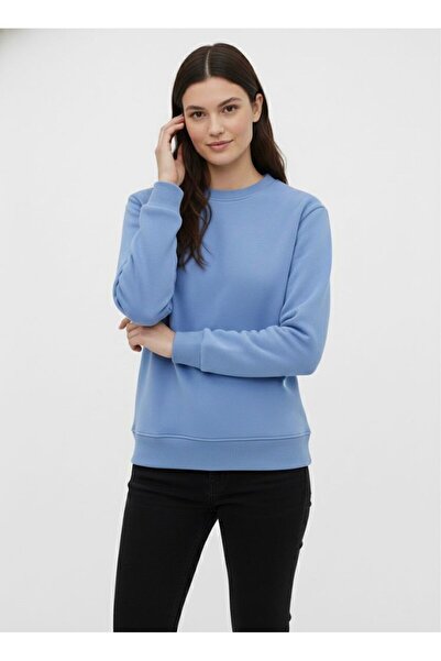 assef Unisex Relax Fit Comfortable Cut Cotton Soft Textured Fleece Inside Crew Neck Sweatshirt