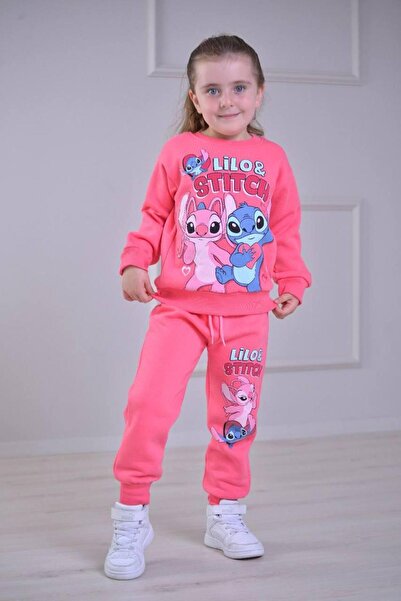 ÖRZİKİDS Winter 3-Thread Fleece Printed Girls' Tracksuit Set 3-10