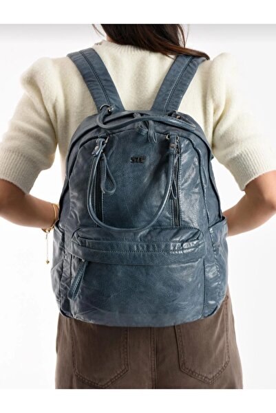 eflanmoda 571 Kolekcija Wash Koža Višeslojna Ženska Ranac