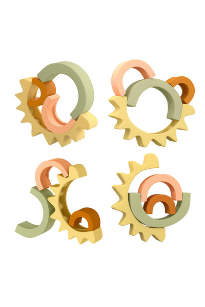 Pitikot Pitikot® Sun and Rainbow Stacking Toy – 4 Soft Silicone Pieces, Montessori