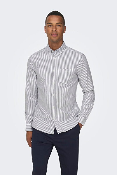 ONLY ONSALVARO Чоловіча сорочка Slim Fit Oxford у смужку з довгими рукавами