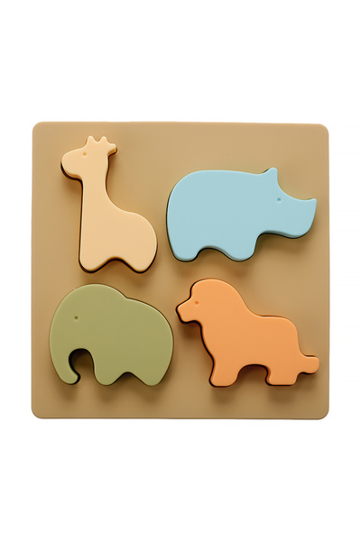 Pitikot Puzzle Montessori Pitikot® – Animăluțe 3D din Silicon Moale, Set 4 Piese + Tăbliță