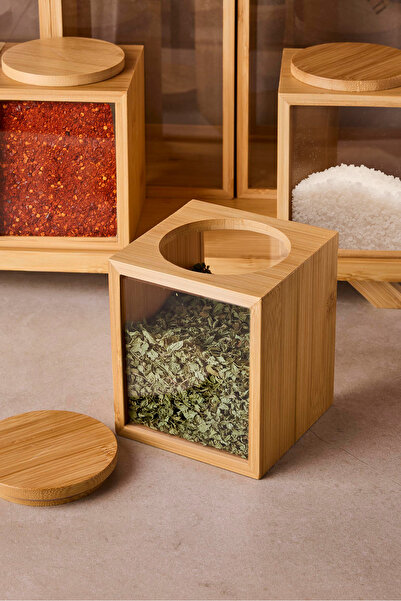 Perotti Bamboo Serica Ergonomic Bamboo 7-Piece Spice Rack Set with Stand