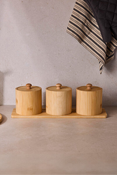 Perotti Pisa 3-Piece Countertop Bamboo Stand Spice Rack Set