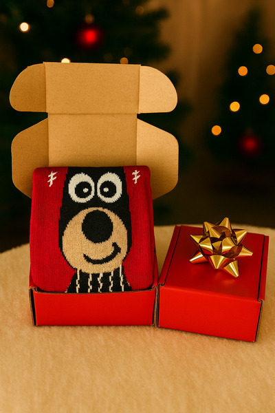 MEKİK BUTİK Red boxed christmas gift - unisex christmas stocking - red boxed gift stocking