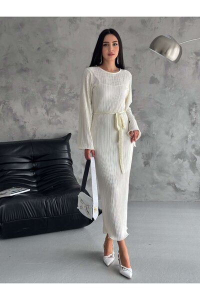UNBOX Pleated Midi Dress – Off white