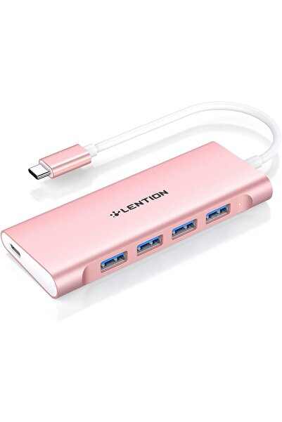 LENTION C31 USB C Hub with 4 USB 3.0 Ports (Rose Gold)