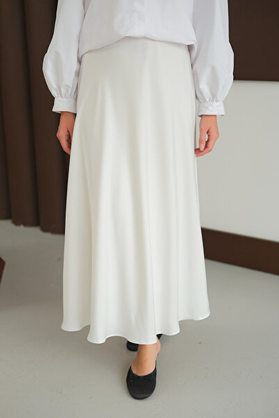 LOCCO Γυναικεία Σατέν Φούστα Λευκή