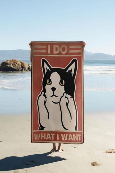 Dolce Mariee Digital Printing Beach Sea Towel Cat Patterned Peshtamal Hvl0078