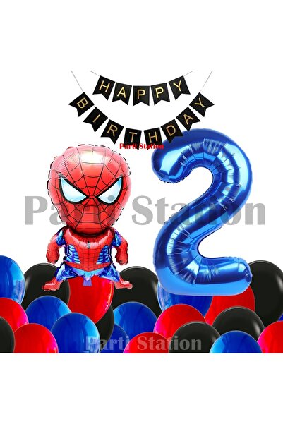 Parti Station Spider-Man 2 Year Old Balloon Set Spider-Man Concept Birthday B...