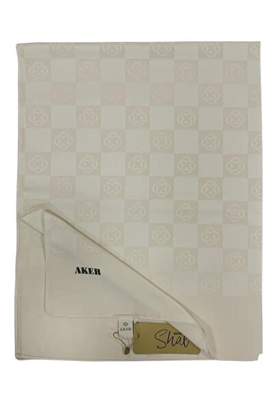 Aker شال مونوغرام كريمي بنمط الداما الجديد - 912