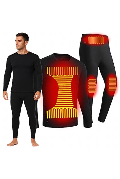 Optim Solution Heated Thermal Underwear, Optim Solution, 4 Heating Zones, Separate Control, Cotton, 3XL, Black