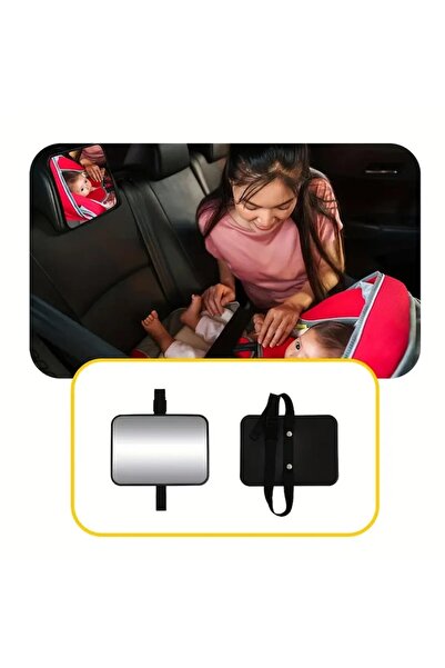 Optim Solution Oglindă auto pentru monitorizarea copiilor, suport pentru tetieră, convexă, reglabilă cu unghi larg, 18,8 x 13,5 cm