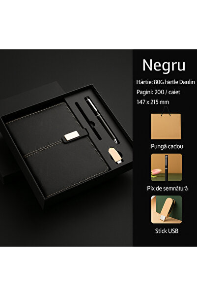 OEM Set de birou elegant cu agenda din piele ecologica, pix metalic si stick ...