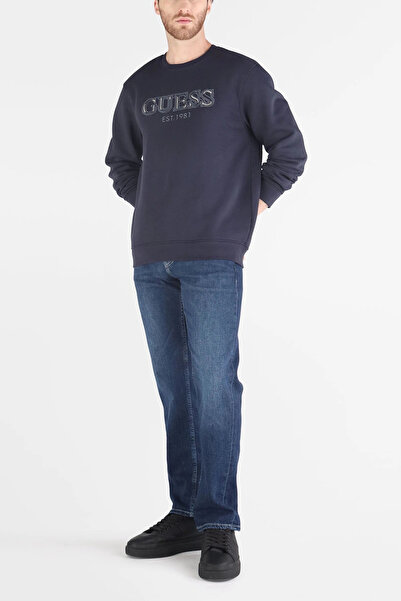 Guess Fleece Men's Navy Blue Sweatshirt M5Bq08K9Z21-G7V2