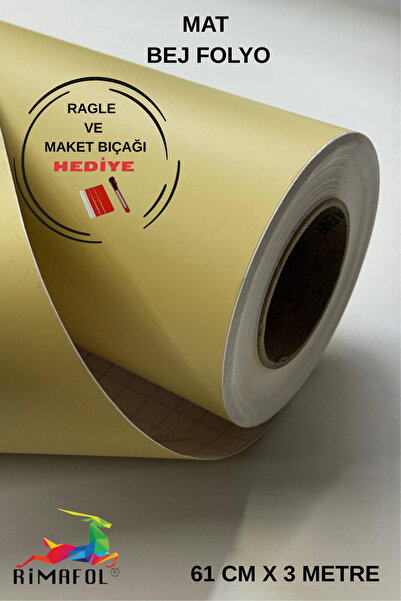 RİMAFOL Matte Beige Furniture Cabinet Covering Foil 61 cm X 3 Meters