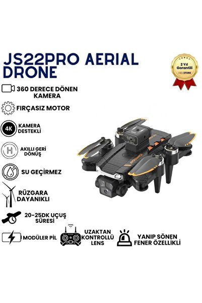 Hızlıstore JS22PRO Drone,4K Uzaktan Kumandalı, Fırçasız motorlu 360 Roll Özellikli , Çift lens Korumalı Drone