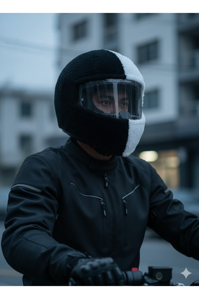 Beta Siyah Beyaz Peluş Kask Kılıfı Taraftar Motosiklet Aksesuarı