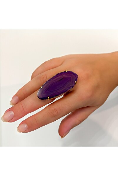 Moonlight Jewelry Gold Lupin Adjustable Ring – Purple Agate