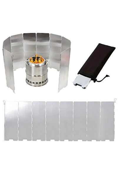 Optim Solution Πτυσσόμενο Παρμπρίζ για Σόμπα, Πυρασφάλεια, Αντιανεμική Προστασία, Αλουμινίου, 10 Πάνελ, 85 x 24 cm, Ασημί