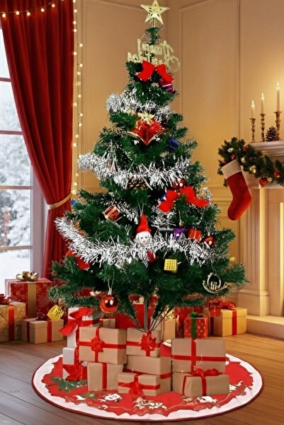 Sole Christmas Ornament Decorative Red Christmas Tree Skirt Shawl – 60 cm Christmas Ornament Fabric