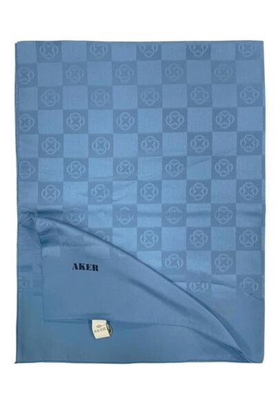 Aker Monogram Shawl - New Checkerboard Pattern - Blue 925