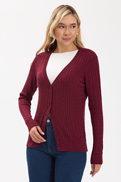 YMA TRİKO A.T.Y Xx-008 Hair Braided Buttoned Cardigan