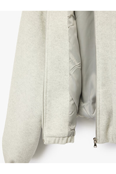 Koton Каше Бомбер Куртка Кроп Велосипедний комір На блискавці З кишенями З довгими рукавами