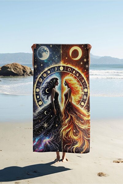 Dolce Mariee Digital Printing Beach Sea Towel Day and Night Patterned Peshtam...