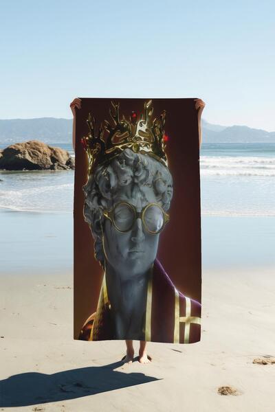 Dolce Mariee Digital Printing Beach Sea Towel Modern David Statue Patterned P...