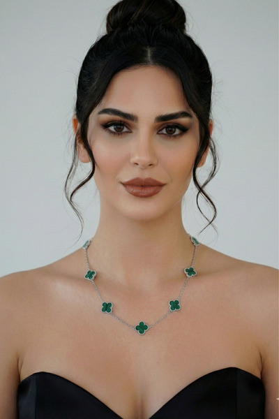 RGELEGANCE Premium Accessories “925 Ayar Gümüş 7 Yoncalı Şans Kolyesi | Kadın...