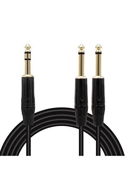 MagicVoice LD390B 3 Metre 6.35mm Stereo Jak (TS) - 2x6.35mm Mono Jak (TS) Ses...