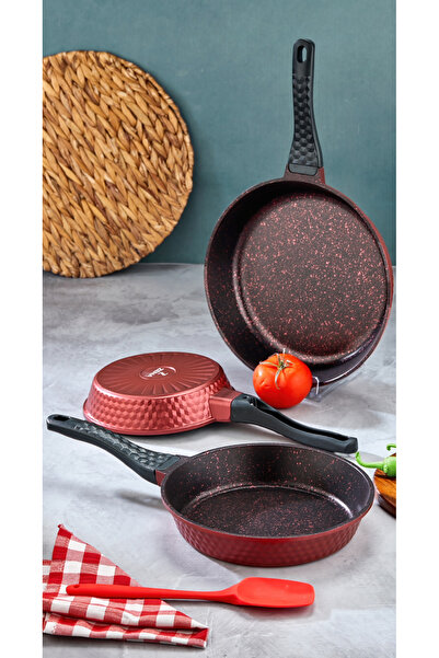 ZenaLiora ZENA LİORA 3’LÜ DÖKÜM TAVA TAKIMI KIRMIZI 20-24-28CM