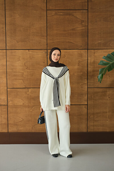 LOCCO Set de eșarfe pentru femei Ecru