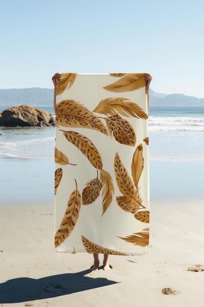 Dolce Mariee Digital Printing Beach Sea Towel Feather Patterned Peshtamal Hvl...