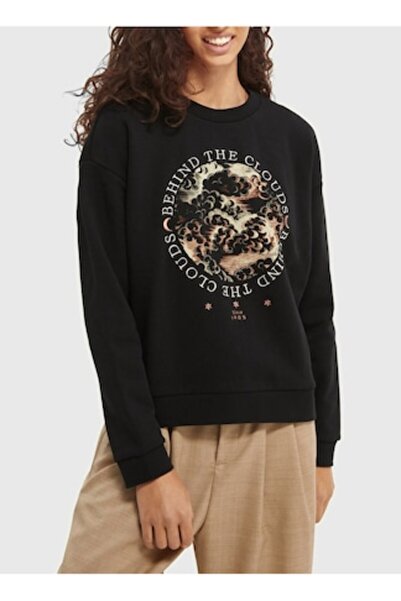 Scotch & Soda women's blouse, 100% cotton, front print, black, M INTL