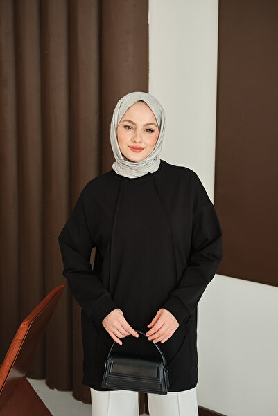 LOCCO Women's Front Stitch Detail Tunic Black