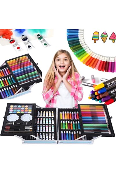 Optim Solution Детски комплект за рисуване и живопис, 145 части (моливи, марк...