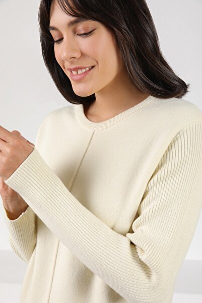 Ferraro A.Yellow Yandan άνοιγμα Γυναικείο πλεκτό φόρεμα με λαιμόκοψη με κασμίρ