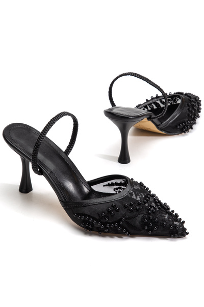 HCO SHOES Women’s Evening Shoes with Lace and Pearl Details and Elastic Back