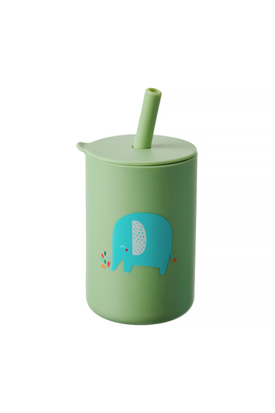 Pitikot Silicone Cup With Straw – Giraffe Pattern, Spill-Proof, Safe For Children