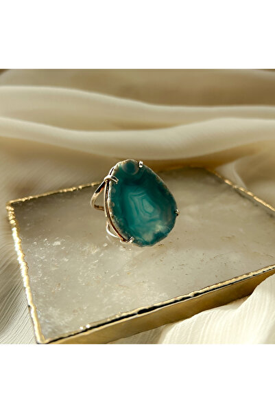 Moonlight Jewelry Iceland Sea Adjustable Ring – Blue Agate