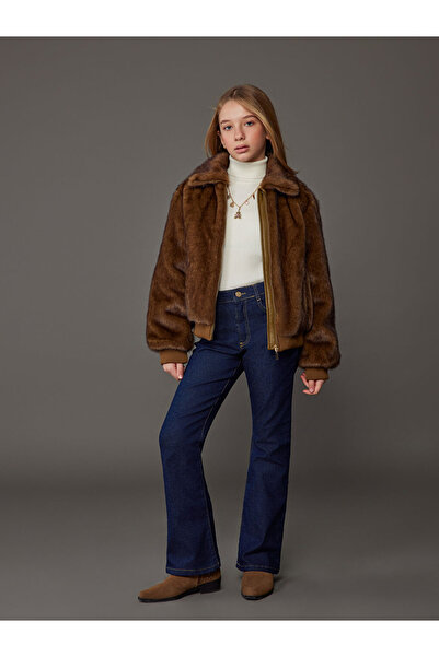 LC Waikiki Kids Brown Girl's Faux Fur Coat