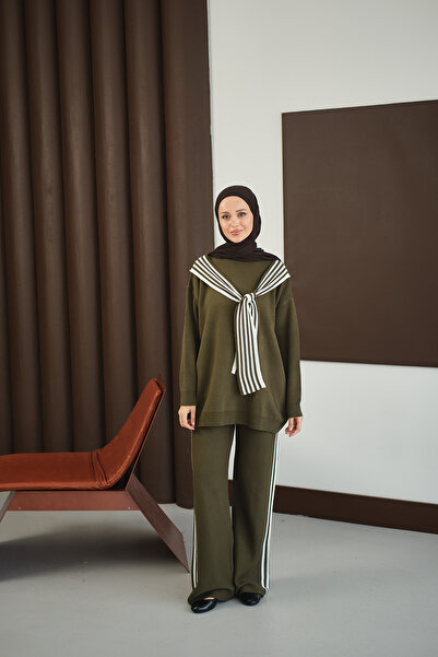 LOCCO Set de eșarfe pentru femei, verde kaki