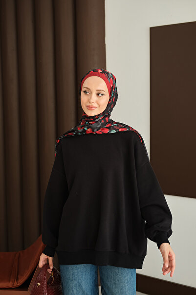 LOCCO Γυναικείο μπλουζάκι με λαιμόκοψη μαύρο